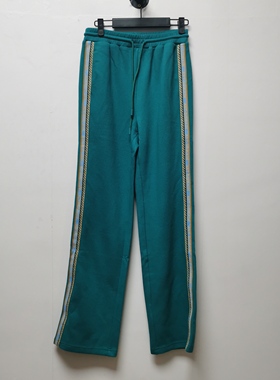 【艺】系列撤柜女装春秋季时尚休闲运动风拼条简约宽松裤子K052