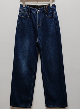 去标韩版冬季新款水洗做旧显瘦显腿长加绒加厚窄版直筒牛仔裤4503