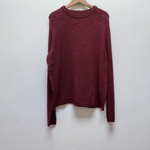 2025秋冬深红圆领套头针织衫 显白百搭软糯打底外穿毛衣女上衣M606