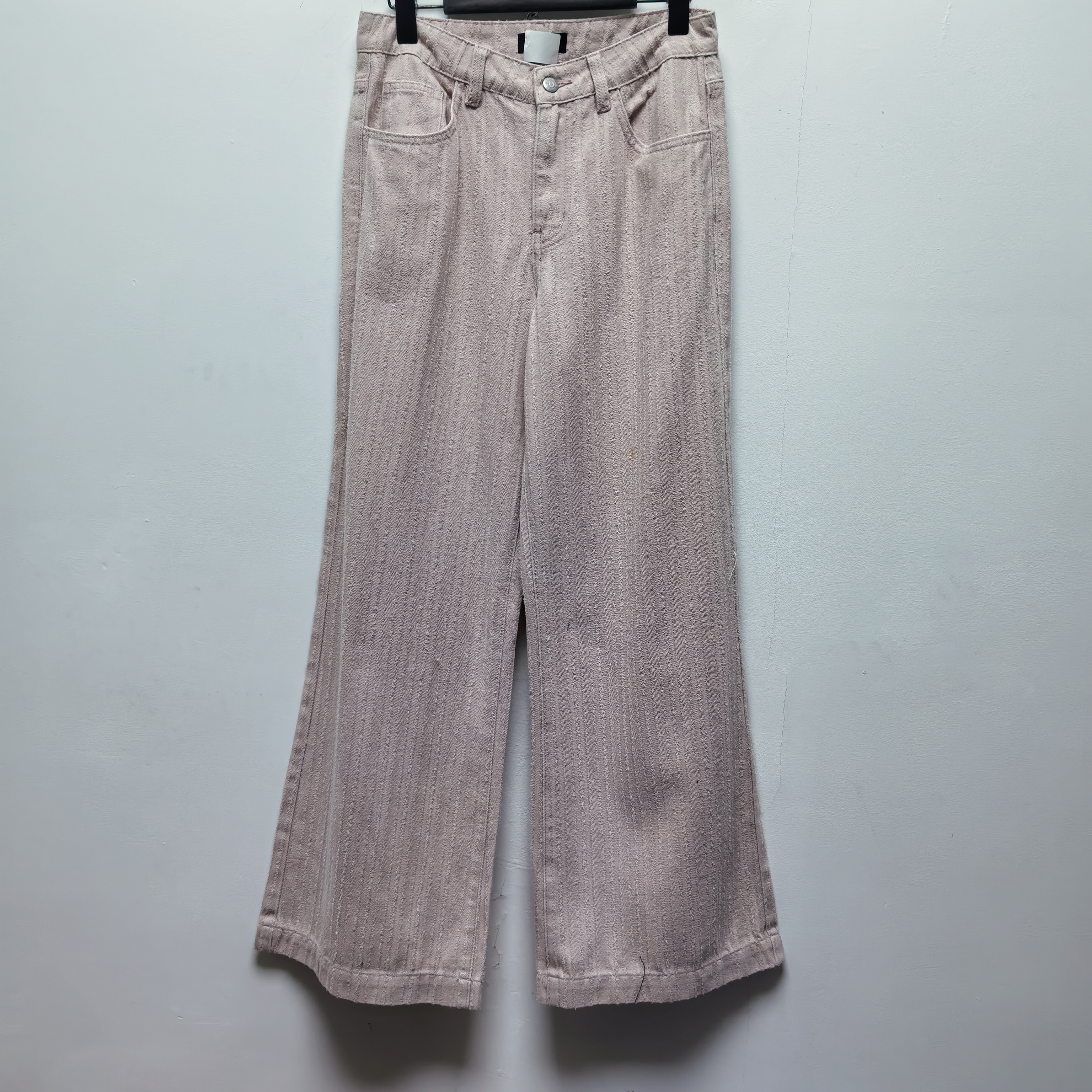 2025春季新款复古高腰显瘦设计感小众休闲牛仔裤女宽松阔腿裤P076