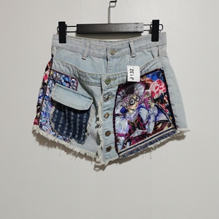 夏季 去标撤柜女装 时尚 百搭气质设计感牛仔短裤 J132 女短裤