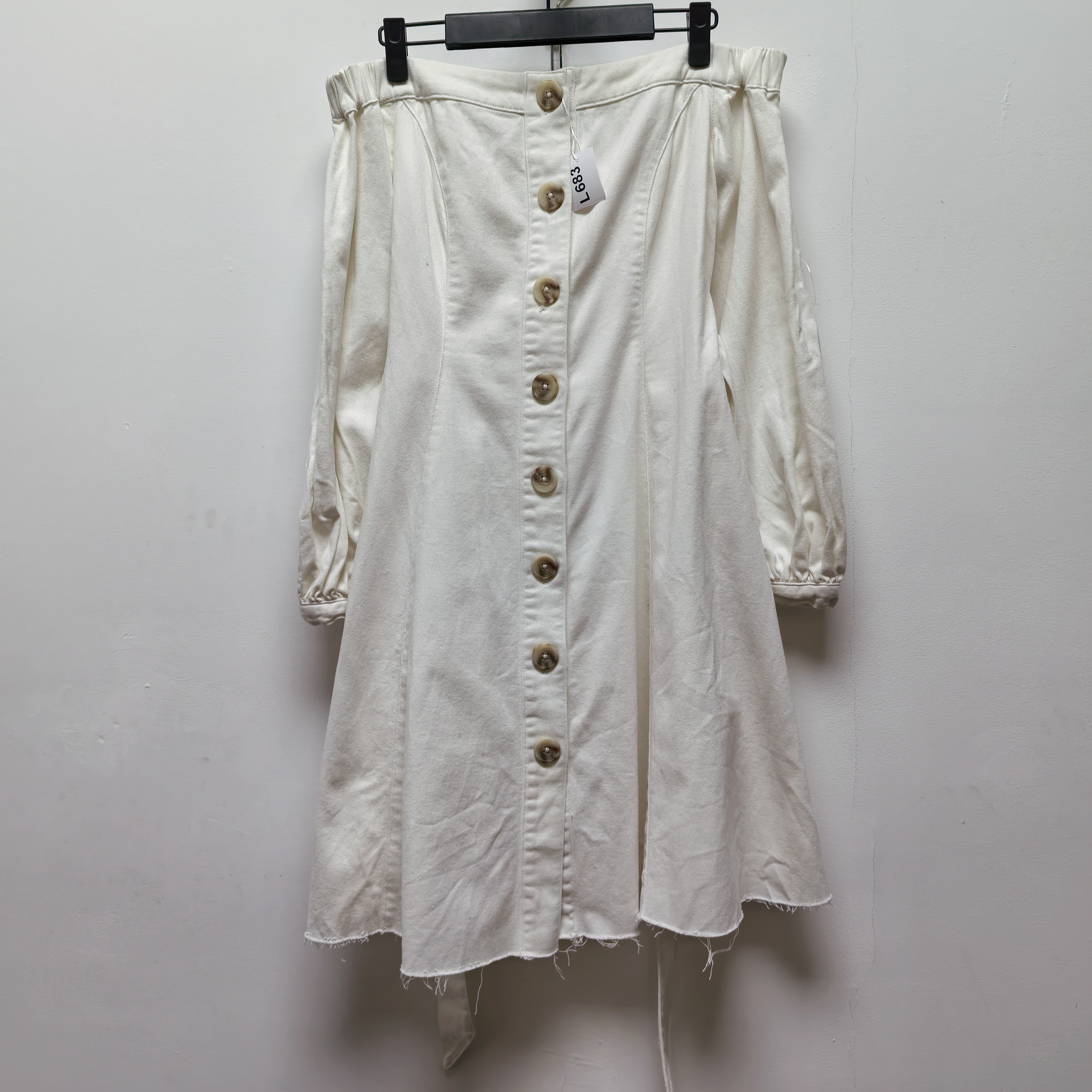 2025春秋新款高腰显瘦牛仔露肩连衣裙女宽松百搭L683