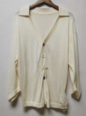 polo领气质宽松绵羊毛桑蚕丝针织衫秋季褶皱设计套头毛衣上衣3003