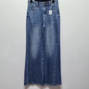 蓝色牛仔裤 百搭休闲宽松直筒牛仔裤 P500 去标女士时尚 2025春秋新款