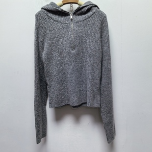连帽半拉链针织衫 休闲时尚 毛衣I507 女装 T去标撤柜设计感秋冬款