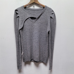 针织衫 百搭休闲宽松V领长袖 毛衣上衣P443 去标女士时尚 春秋新款