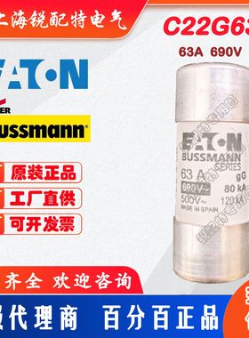 C22G63 陶瓷管保险丝 690V 63A 22x58 巴斯曼BUSSMANN熔断器