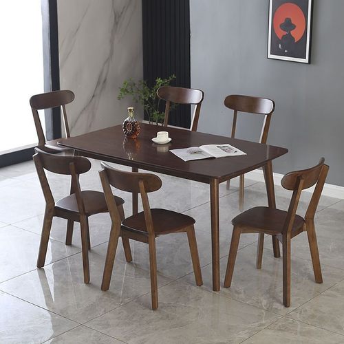 纯实木长方形餐桌椅家用出租房小户型桌椅组合现代简约餐馆吃饭桌