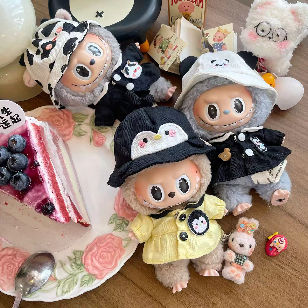 娃衣Labubu公仔衣服17cm心动马卡龙搪胶脸拉布布娃衣换装着替包邮