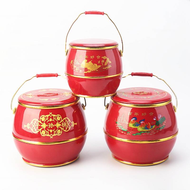 。结婚用子孙桶婚嫁喜庆用品新娘陪嫁大小号红桶马桶尿桶子孙桶