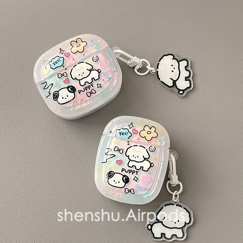 卡通印花小狗适用于airpods4保护壳苹果无线蓝牙耳机保护套airpodspro/airpods保护软壳防摔可爱配件防丢神器