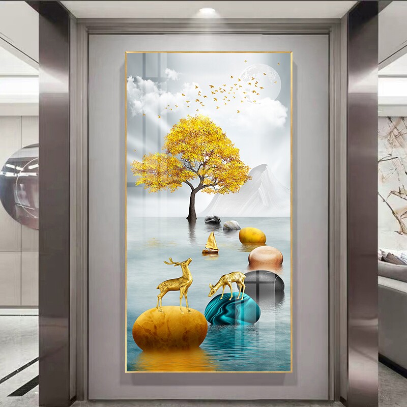 玄关装饰画走廊尽头壁画过道挂画简约现代轻奢高档2021新款玄幻画