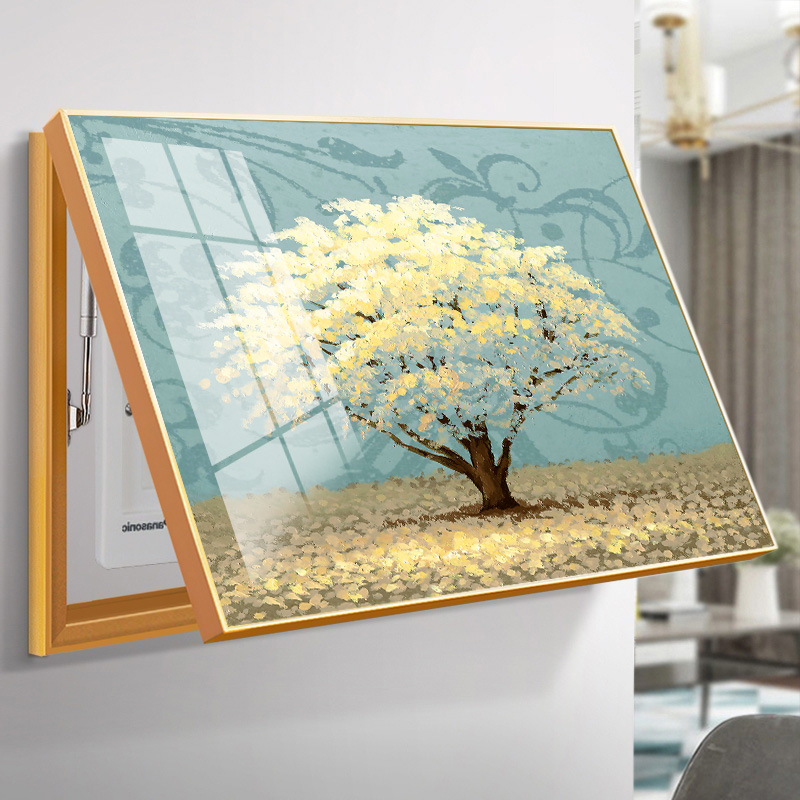 电表箱装饰画配电箱遮挡2024年新款电闸挂画开关盒简约现代发财树图片