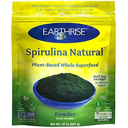 Earthrise Spirulina Natural Powder 32oz， Natural Premium