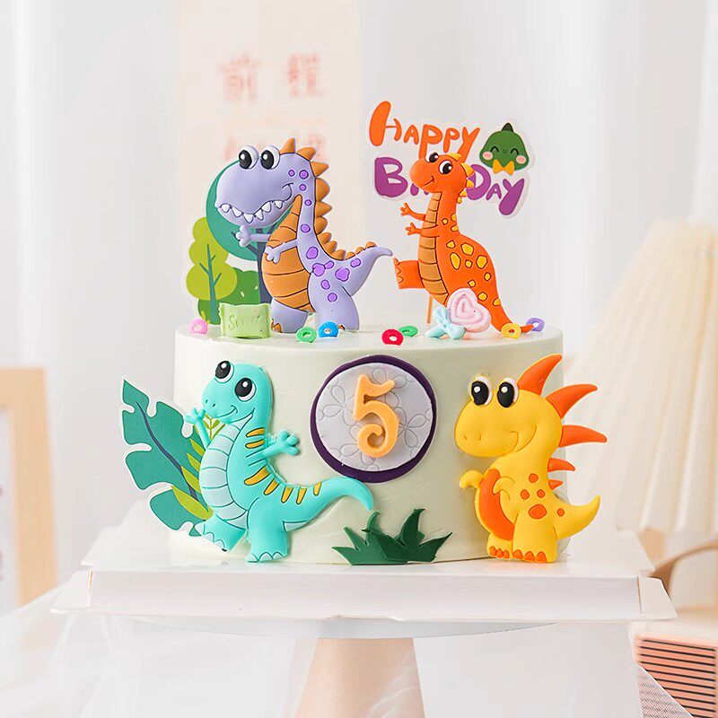 恐龙蛋糕装饰摆件软胶霸王龙翼龙三角龙网红儿童男孩生日烘焙插件