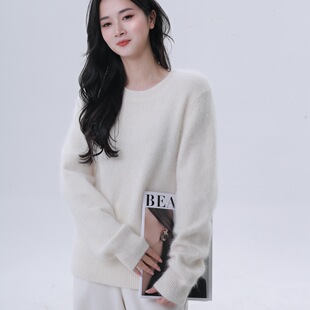 ease the label【浣熊绒圆领毛衣】韩系温柔奶呼呼软糯百搭上衣