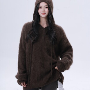 ease the label【100牦牛绒连帽针织衫】慵懒随性显瘦松弛感毛衣