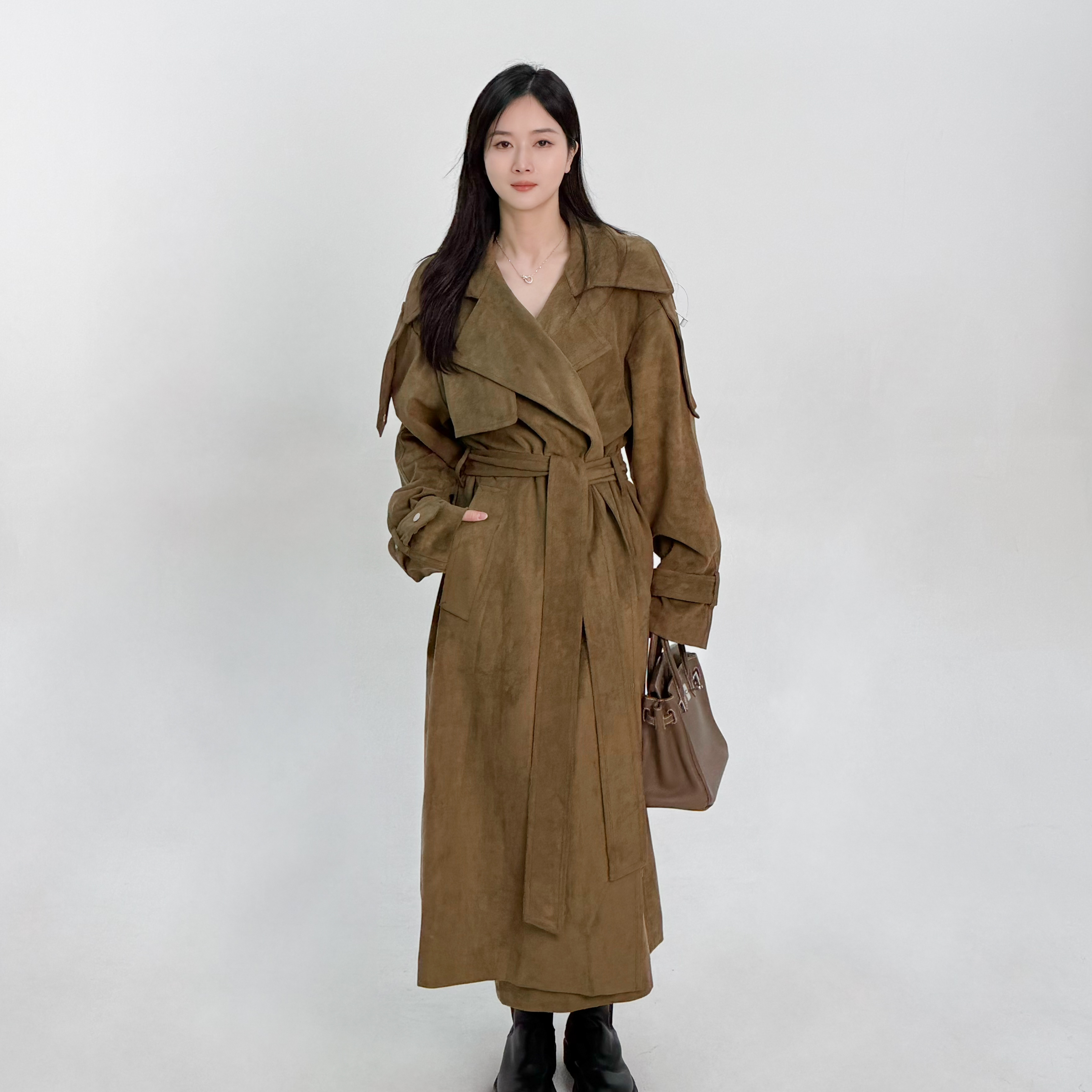 现货美拉德复古百塔气质风衣