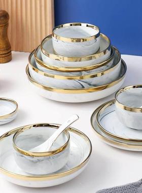 Marble Dinner Plate Set Ceramic Kitchen Plate Tableware Set1