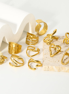 钛钢圈18K镀金不规则几何