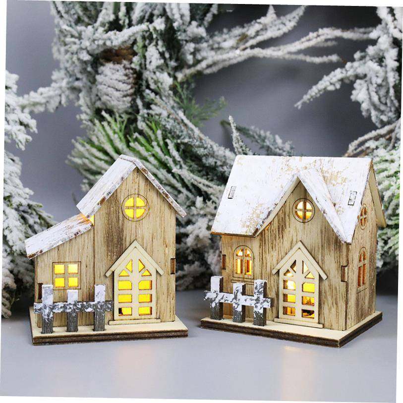 Christmas Decoration Luminous Cabin Led Wooden Christmas Hou
