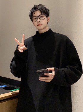 打底衫男秋冬季2025新款半高领德绒上衣保暖加绒青年内搭长袖t恤