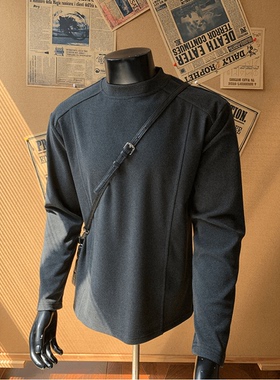 300g重磅解构线条德绒打底衫长袖男士秋冬cleanfit保暖内搭卫衣