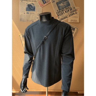 秋冬cleanfit保暖内搭卫衣 男士 300g重磅解构线条德绒打底衫 长袖