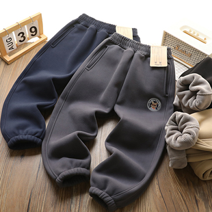 男童裤子冬季新中大童卫裤儿童装男孩密密绒加绒保暖休闲长裤