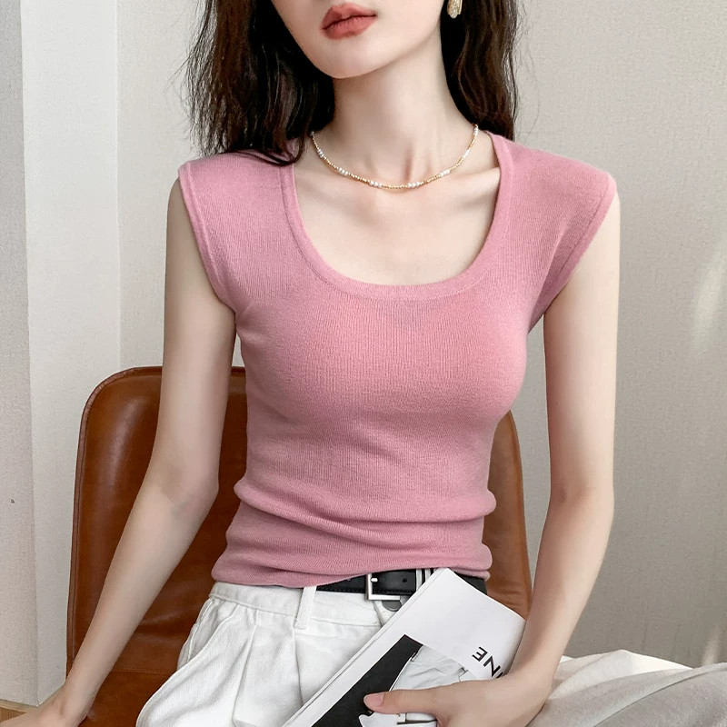 韩版无袖针织背心女2026新款高级感修身显瘦百搭圆领薄款坎肩上衣