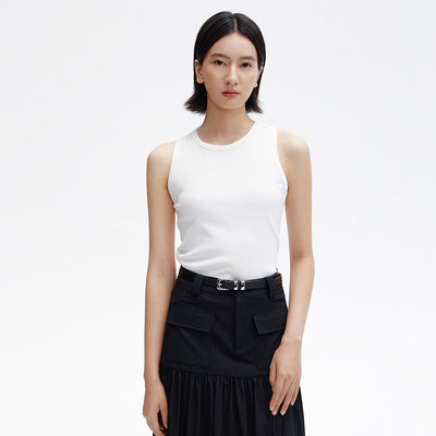 Dekashell/迪卡轩2025秋季新款白色工字女士背心