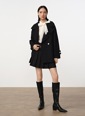 Dekashell/迪卡轩2025冬季新款羊毛混纺毛呢大衣外套女上衣dp