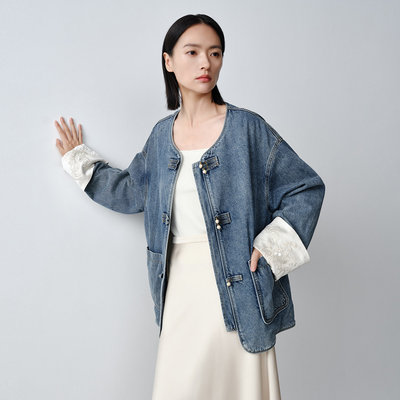 Dekashell/迪卡轩2025秋季新款撞色设计圆领女士外套上衣商场同款