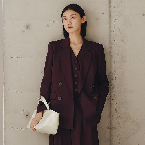 Dekashell/迪卡轩2026春季新款双排扣西装外套女职场通勤