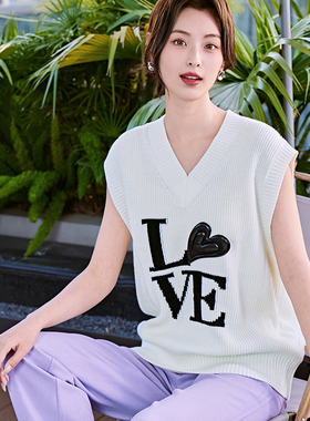 【清仓价】Dekashell/迪卡轩字母设计针织套头马甲背心2024春秋夏