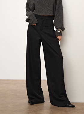 Dekashell/迪卡轩2025冬季新款羊毛裤女高腰直筒裤时尚休闲