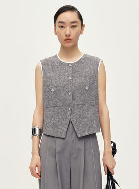 Dekashell/迪卡轩2025夏季新款时尚撞色小香风马甲女