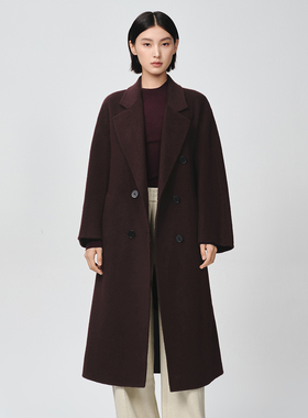 Dekashell/迪卡轩2025冬季新款女士双面呢大衣中长款毛呢外套dp