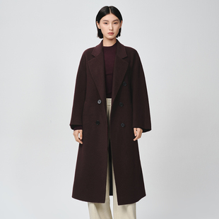 Dekashell/迪卡轩2025冬季新款女士双面呢大衣中长款毛呢外套dp