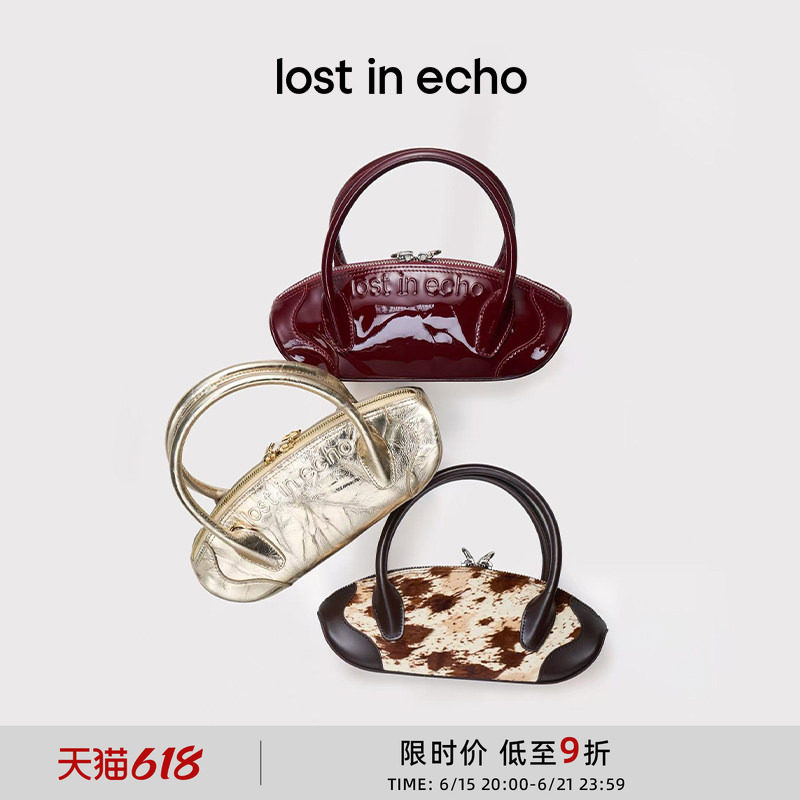 马君妍同款lost in echo趣味饺子圣诞红真皮高级保龄球斜挎手提包