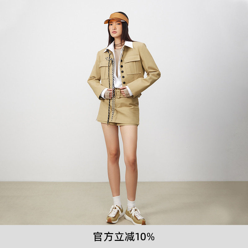 赵今麦同款lost in echo高级立领短西装外套开衩短裙半裙