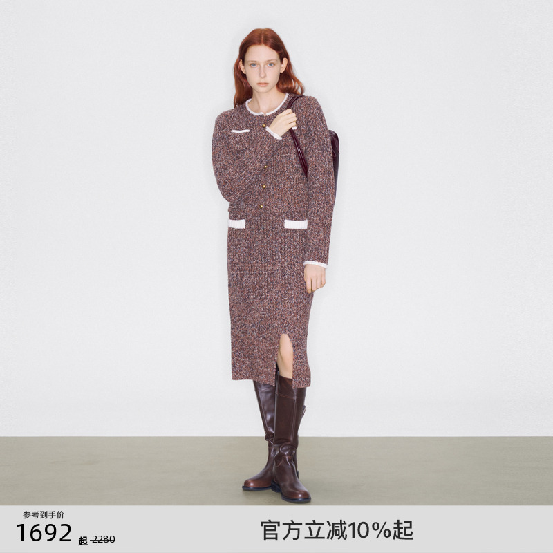 lostinecho撞色花纱毛织套装