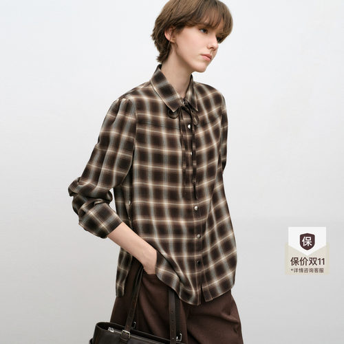 lostinecho绑带泡泡袖长袖衬衫