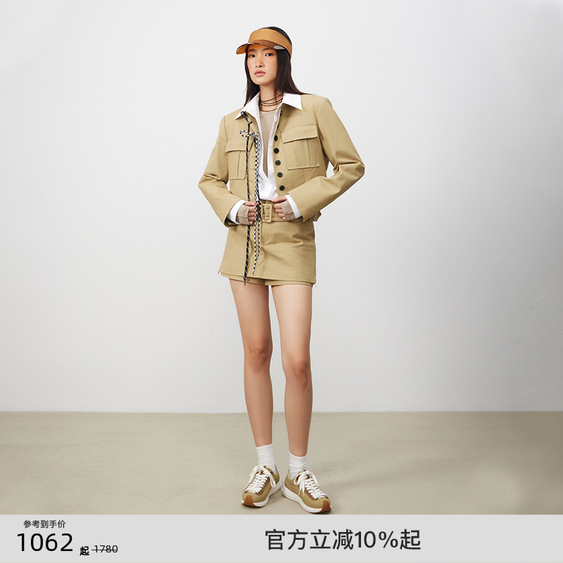 短T型工装感西装外套 立体肌理感面料挺阔