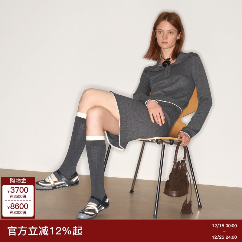 lostinecho羊绒针织衫半裙套装