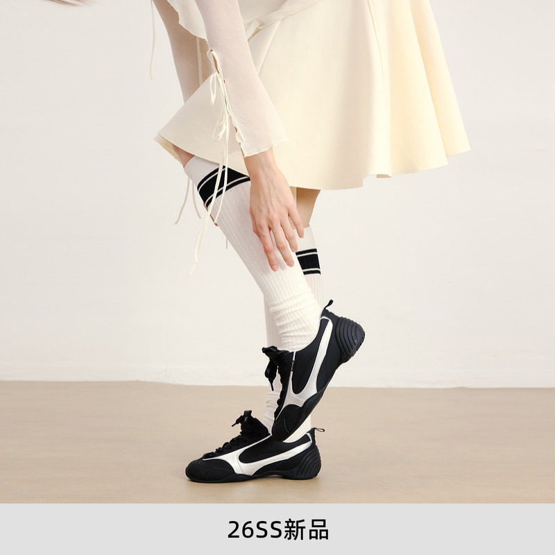 lost in echo2026春夏新款牛皮手工拼接解构薄底足球