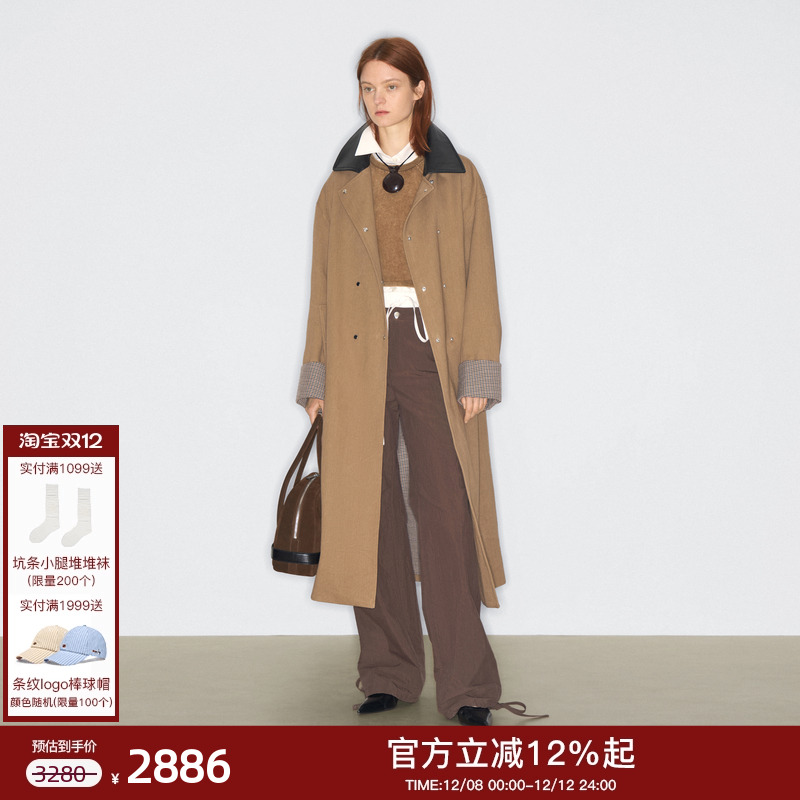 lostinecho千鸟格双排扣风衣