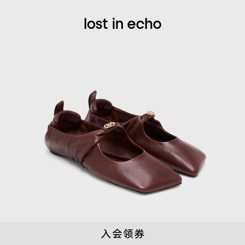lostinecho手工褶皱扭结芭蕾鞋