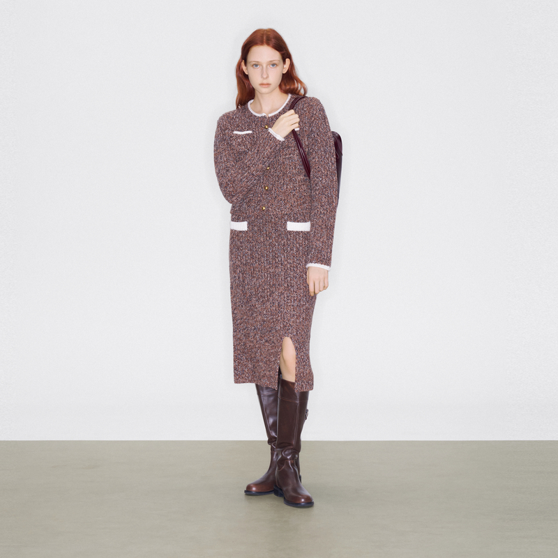 lostinecho撞色花纱毛织套装