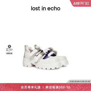 小皮鞋 echo爆款 lost 方头厚底增高西装 百搭女鞋 纯色玛丽珍鞋